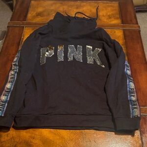 PINK Victoria's Secret Black Turtleneck Sweater with Sequin Accents